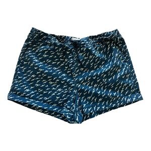 L.L. Bean Signature Pull-On Shorts‎ Women's Size L Low Rise Bird Print Blue